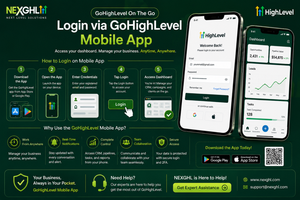 gohighlevel mobile app login ios android highlevel
